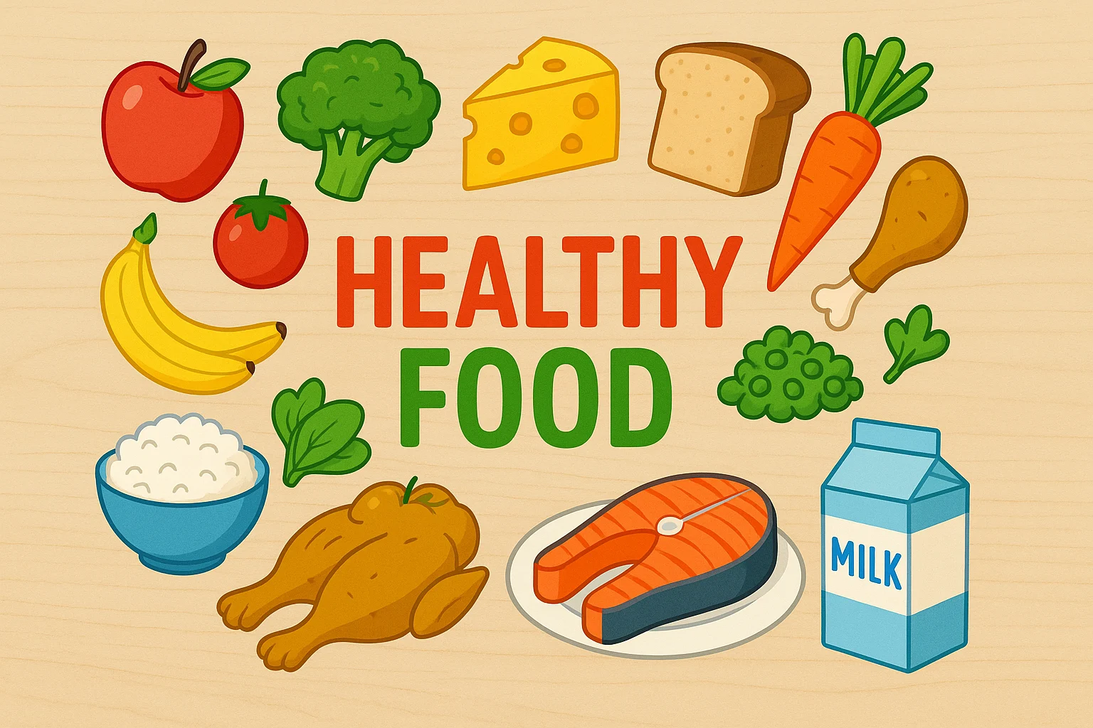 Visual Edukasi Poster & Gambar Makanan Sehat untuk Anak